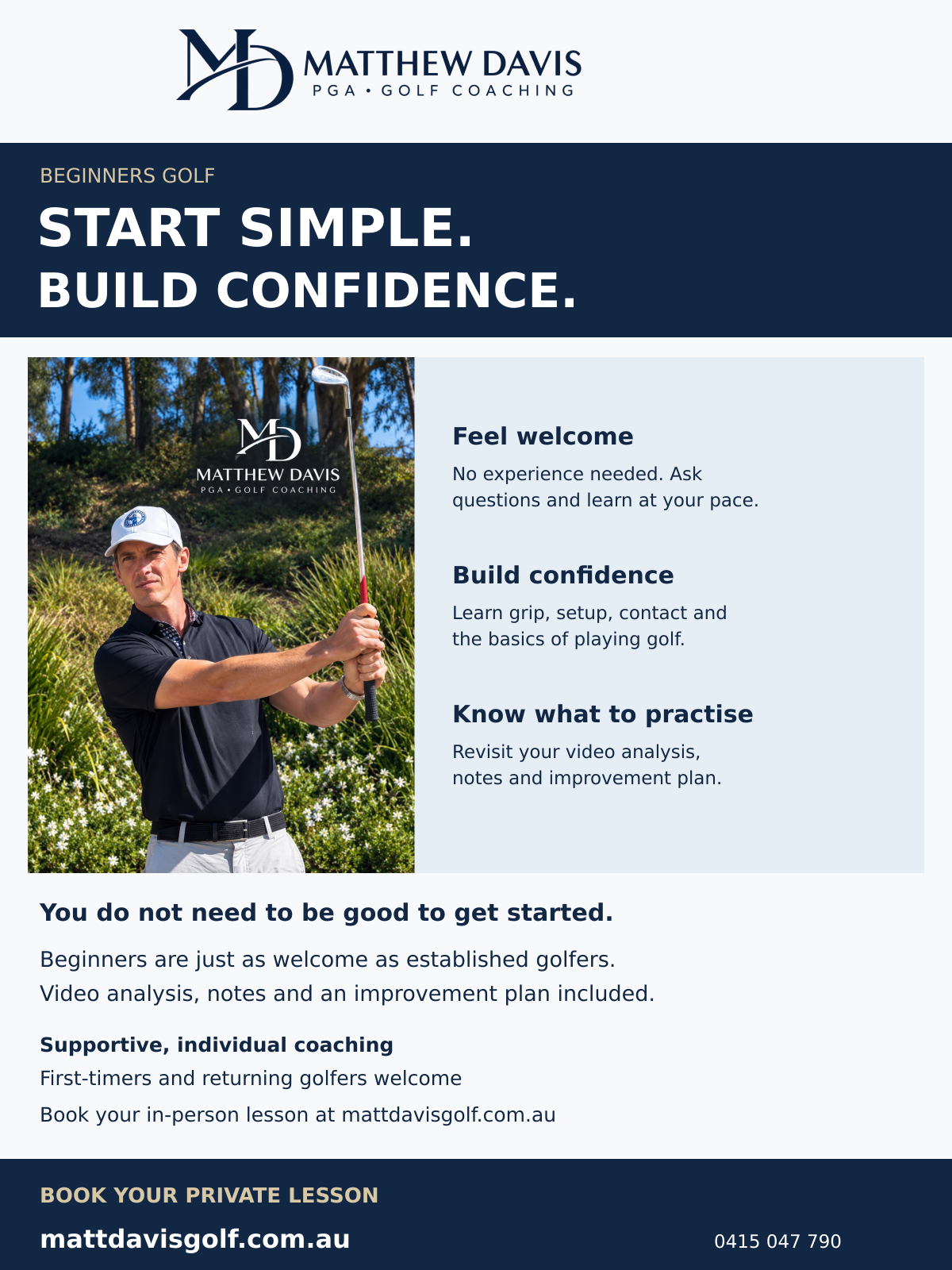 Beginners Golf coaching poster