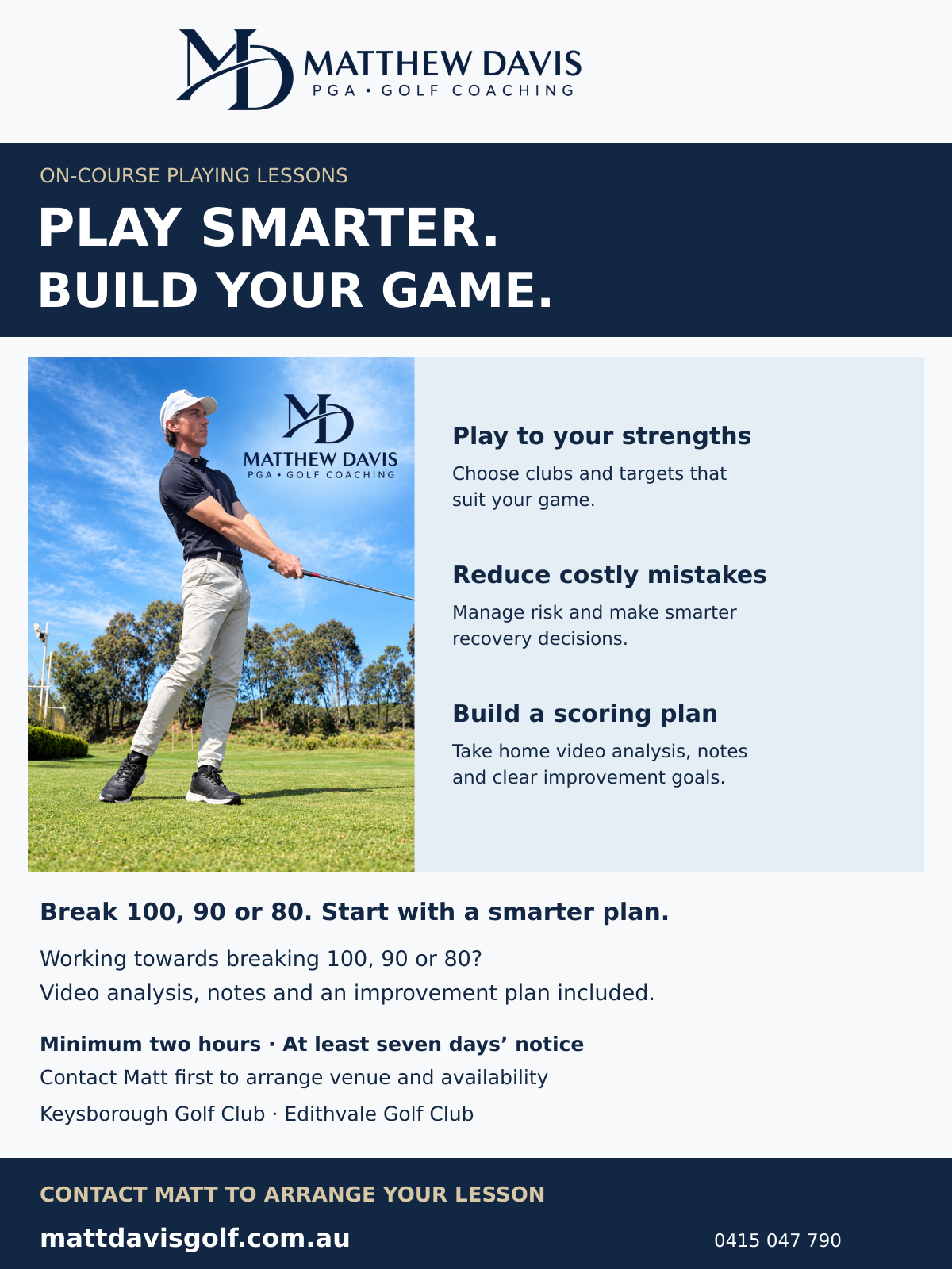 On-Course Playing Lessons coaching poster